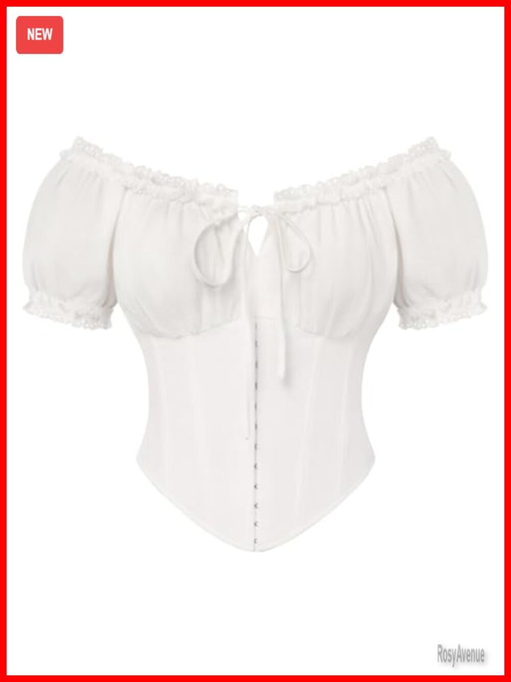 Renaissance Corset Top Off Shoulder Lace Up Puff Sleeve Blouse